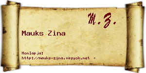 Mauks Zina névjegykártya